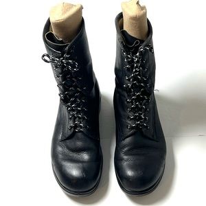 Greb black leather 9 grommet 10” high combat style boots